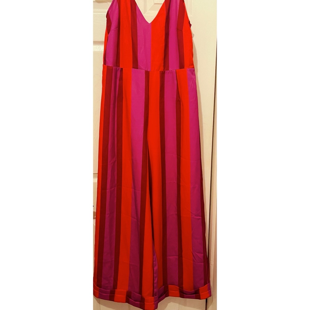 Wide leg jumpsuit pink and orange